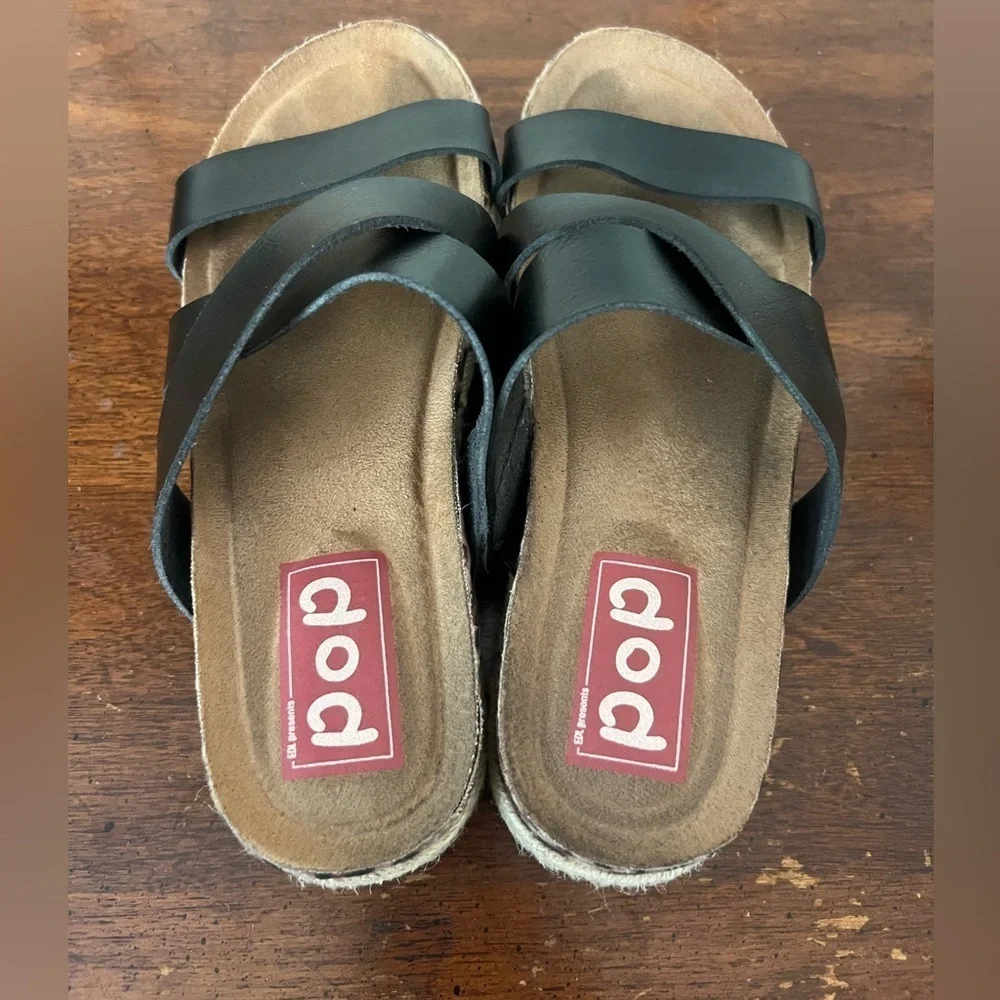 Black platform Espadrille Sandals by POP size 7